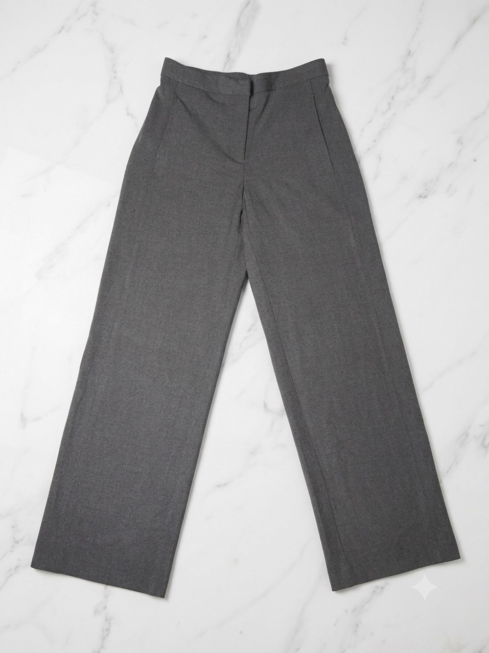 Zara Gray High Waisted Wide Leg Pants Trousers Slate Flowy Flat Front Size Small